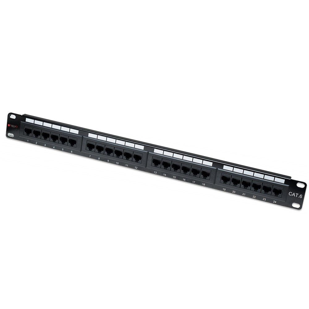 Techly 022892 Patch Panel Utp Cat6 1u 24 Puertos, Negro
