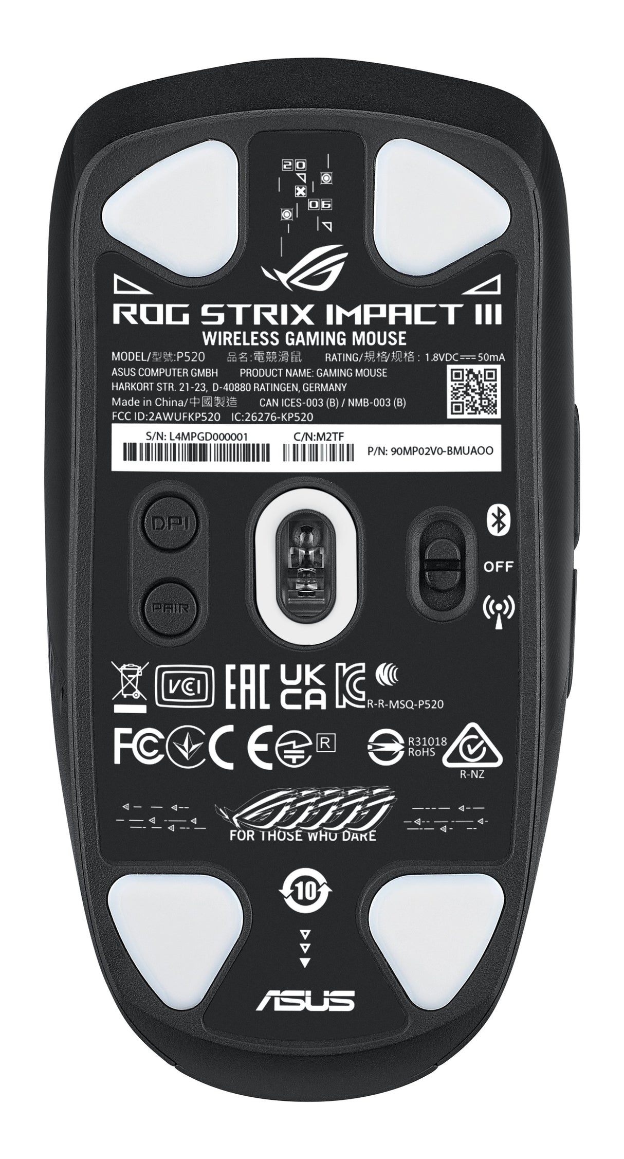 EAN 4711387278161 - ASUS ROG Strix Impact III Wireless ratón Juego Ambidextro RF Wireless + Bluetooth Óptico 36000 DPI imagen 2