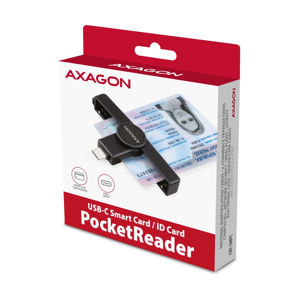 EAN 8595247907851 - Axagon CRE-SMPC USB-C Smart card/ID card PocketReader lector de tarjeta inteligente Interior USB Tipo C N imagen 8