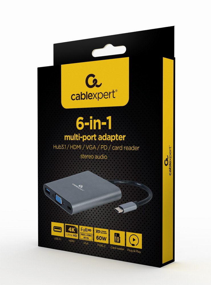 Adaptador Combinado Usb Tipo C 5 En 1 (Hub + Hdmi + Pd + Lector De Tarjetas + Lan)