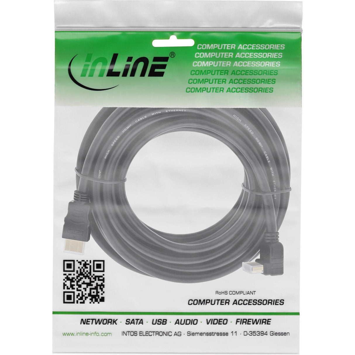 Cable Hdmi De Inline Con Ethernet Acodado De 15 M