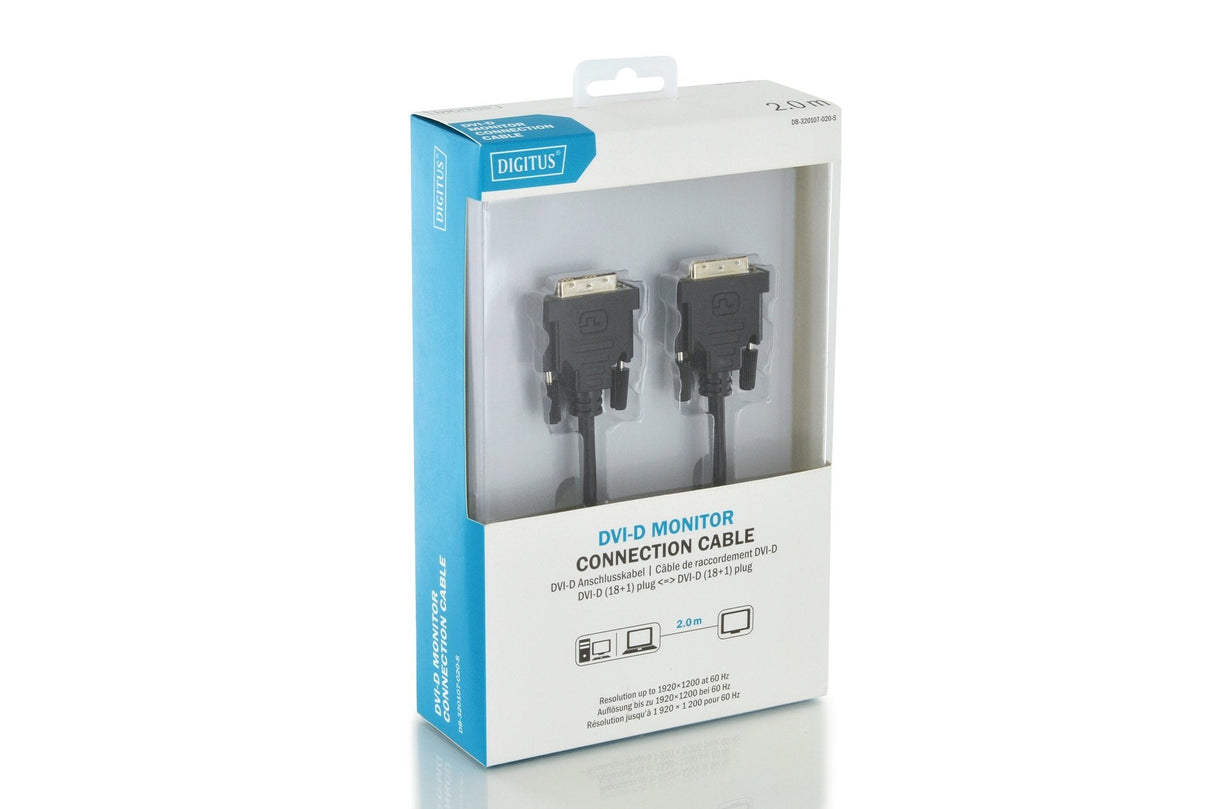 Digitus 2m, 2xdvi-D Cable Dvi Dvi-D Negro