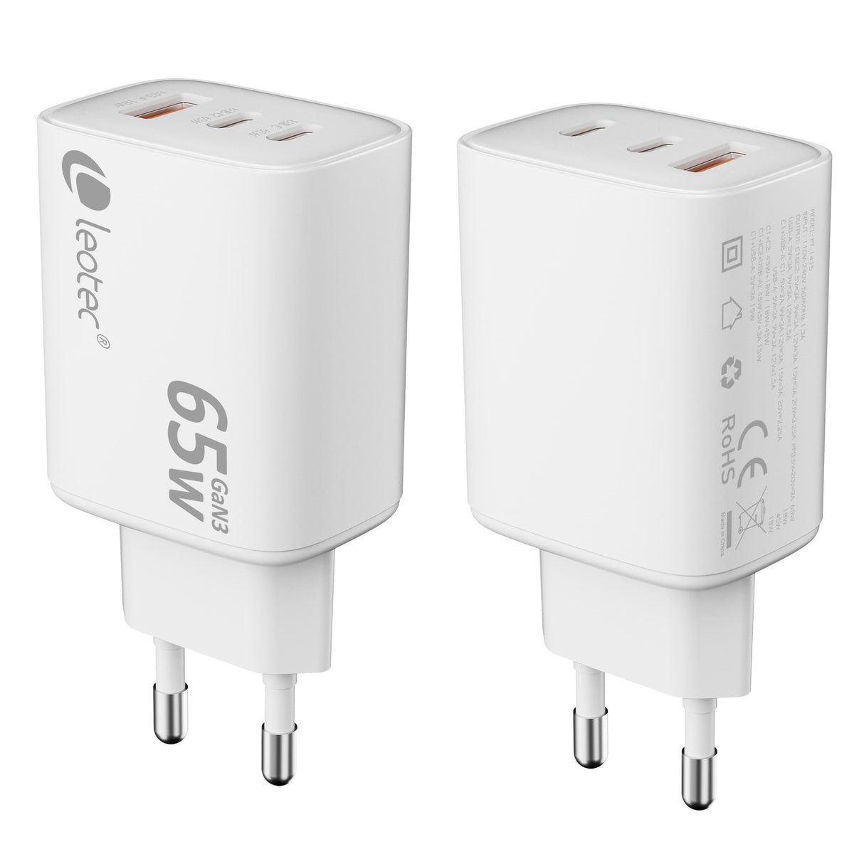 Cargador Pared/Viaje Ultra Slim 2xusb-C/Pd + Usb-A 65w Blanco Leotec Leotec Cargador 65w Gan Carga Rapida Ultra Slim 2 Usb-C Pd +1 Usb-A Blanco (Compatible Con Apple Y Samsung)