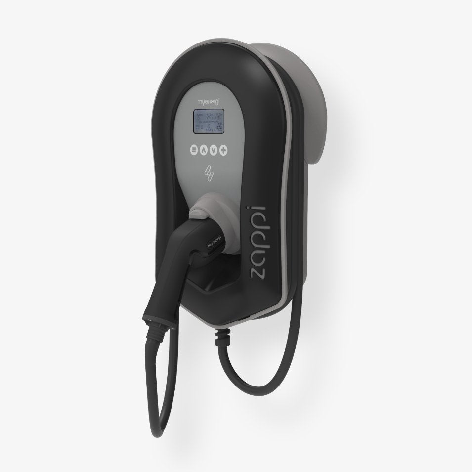 Myenergi Wallbox Zappi 1,4 - 22 Kw Negro/Gris, Cable De Carga De 6,5 Metros, Enchufe Tipo 2, Con Pin Zappi-2h22tb-T