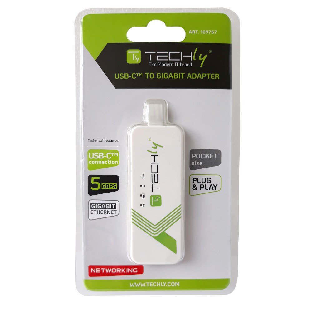 Adaptador Techly Usb 3.1 Tipo C Rj45 10/100/1000, Blanco