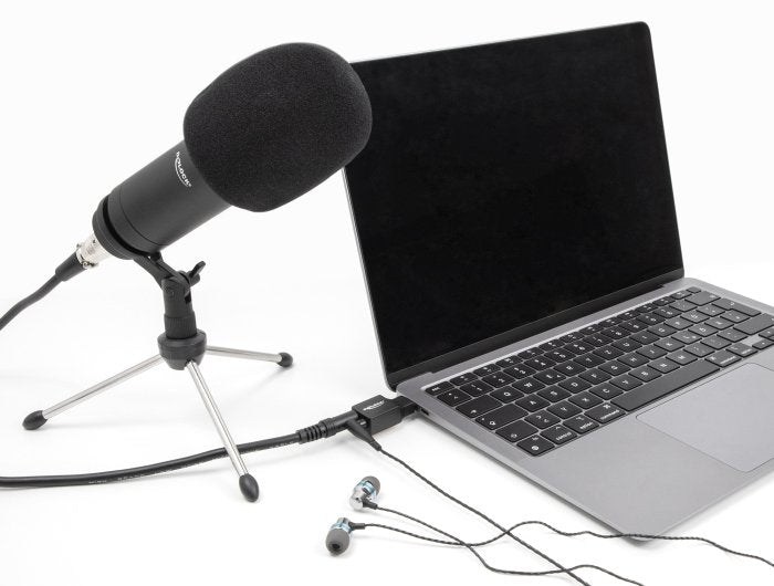 Delock Externe Usb Soundkarte Mit Usb Type-C Stecker Auf 2 X 3,5 Mm Klinkenbuchse Plug & Play Audio Adapter Schwarz