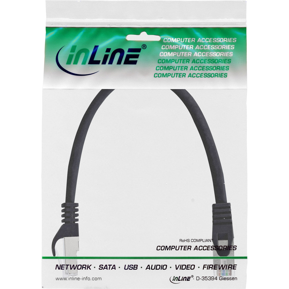 Cable De Red Inline Sf/Utp Cat.5e Negro 0,3m