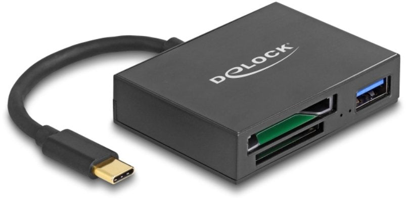 Delock 91711 Lector De Tarjetas Usb-C Para Tarjetas De Memoria Xqd Y Sd + Puerto Usb 5 Gbps Tipo-A