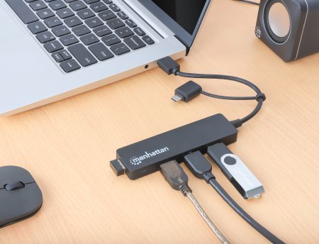 EAN 0766623180863 - Manhattan 180863 hub de interfaz USB 3.2 Gen 1 (3.1 Gen 1) Type-A + Type-C 5000 Mbit/s Negro imagen 5