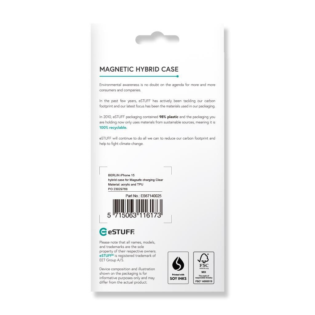 Berlin Iphone 15 Hybrid Case - For Magsafe Charging Clear - Acrylic And Tpu