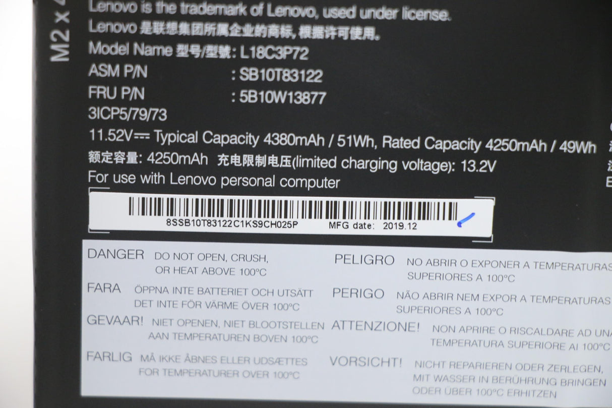 EAN 5704174295976 - Lenovo 5B10W13877 refacción para laptop Batería imagen 4