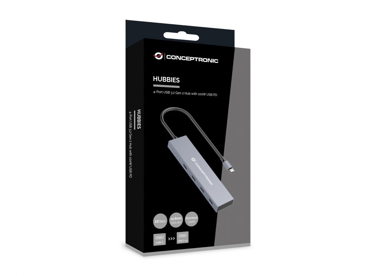 EAN 4015867229163 - Conceptronic HUBBIES14G hub de interfaz USB 3.2 Gen 2 (3.1 Gen 2) Type-C 10000 Mbit/s Gris imagen 3