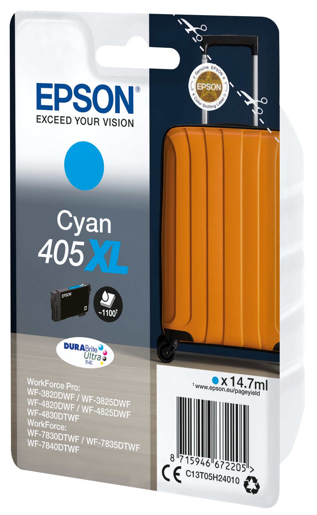 Cartucho Original Epson 405xl Cyan - C13t05h240 Ml-14.7pag-1100