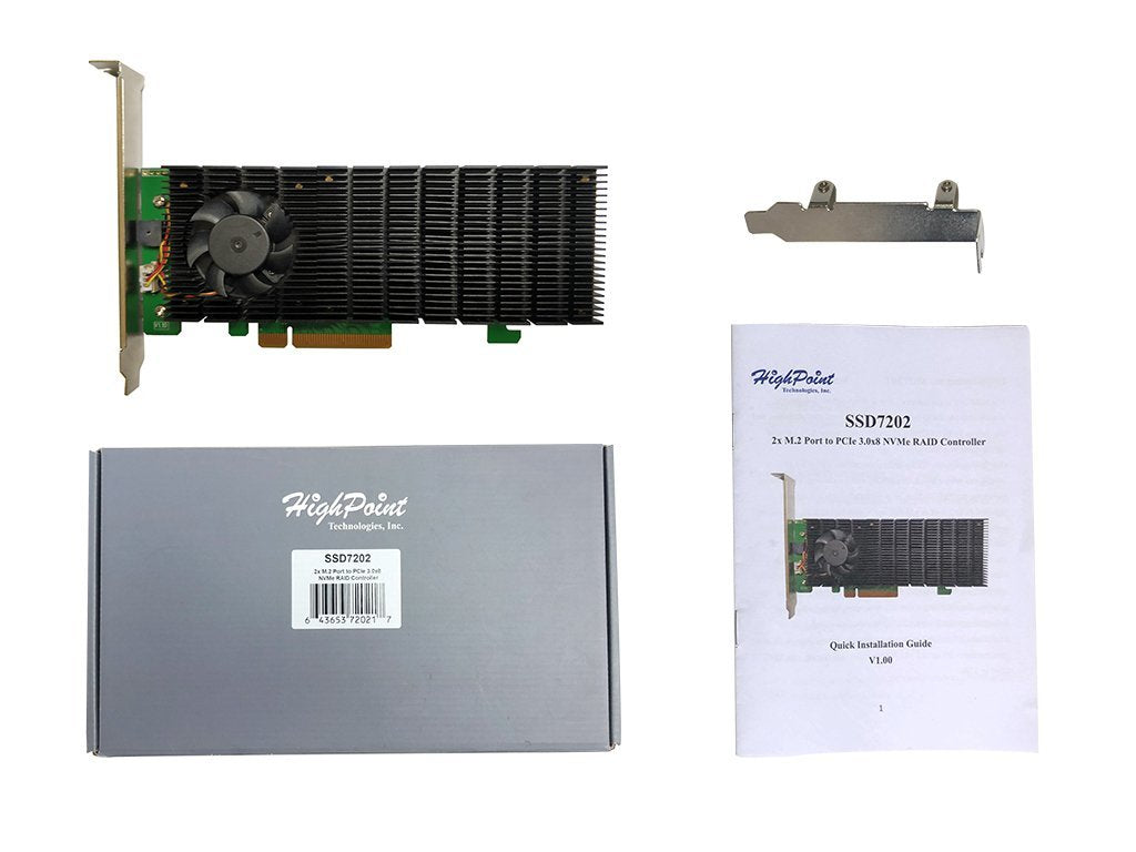 Highpoint Ssd7202 Controlado Raid Pci Express X8 3.0, 4.0 8 Gbit/S, Controlador Pci Express 3.0, Pci Express X8, 3.0, 4.0, 0, 1, 8 Gbit/S, Low-Profile Md2 Pcie Aic