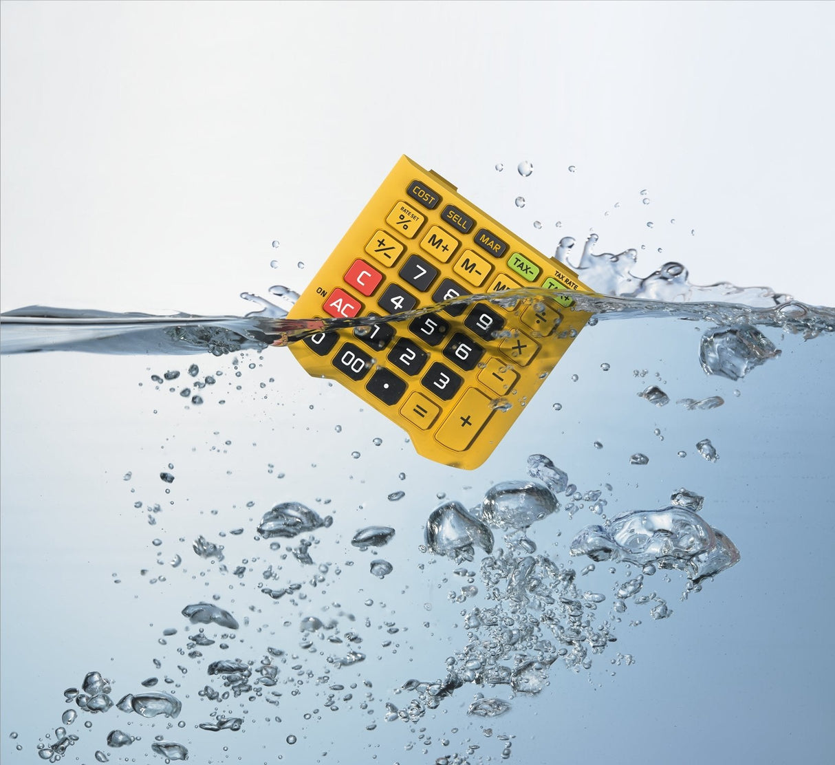 Casio Calculadora De Sobremesa Amarillo Y Negro 12 Dígitos Resistente Al Agua Y Al Polvo Wm-320mt