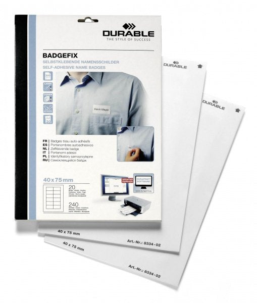 Durable Namensschilder Selbstkl. Badgefix 40x75mm 240schilde