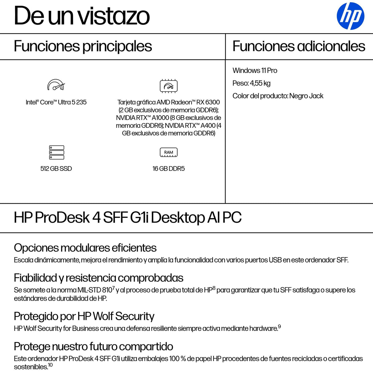 EAN 0199485673301 - HP ProDesk 4 SFF G1i AI PC Intel Core Ultra 5 235 16 GB DDR5-SDRAM 512 GB SSD Windows 11 Pro Negro imagen 3