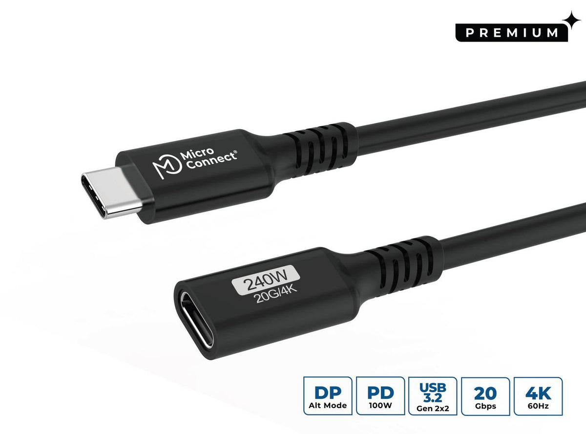 EAN 5715063669495 - Microconnect USB3.2CC05EX cable USB USB 3.2 Gen 2x2 0,5 m USB C 20 Gbit/s 240 W Negro imagen 1