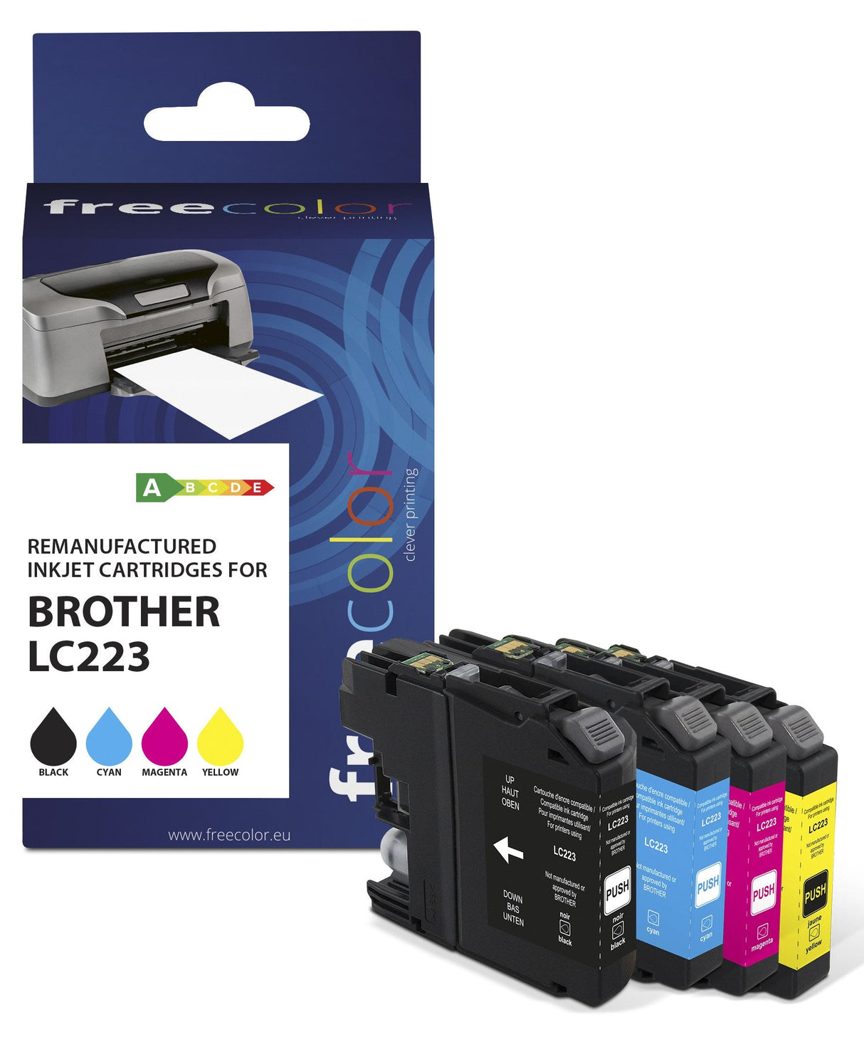 Cartucho Freecolor Brother Lc223 Multiplack Bk C M Y Remanufacturado