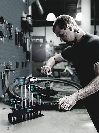 Destornilladores Wera Bicycle Set 6 Negro/Verde, 10 Piezas, Con Soporte Metálico Para Montaje En Pared 5004174001