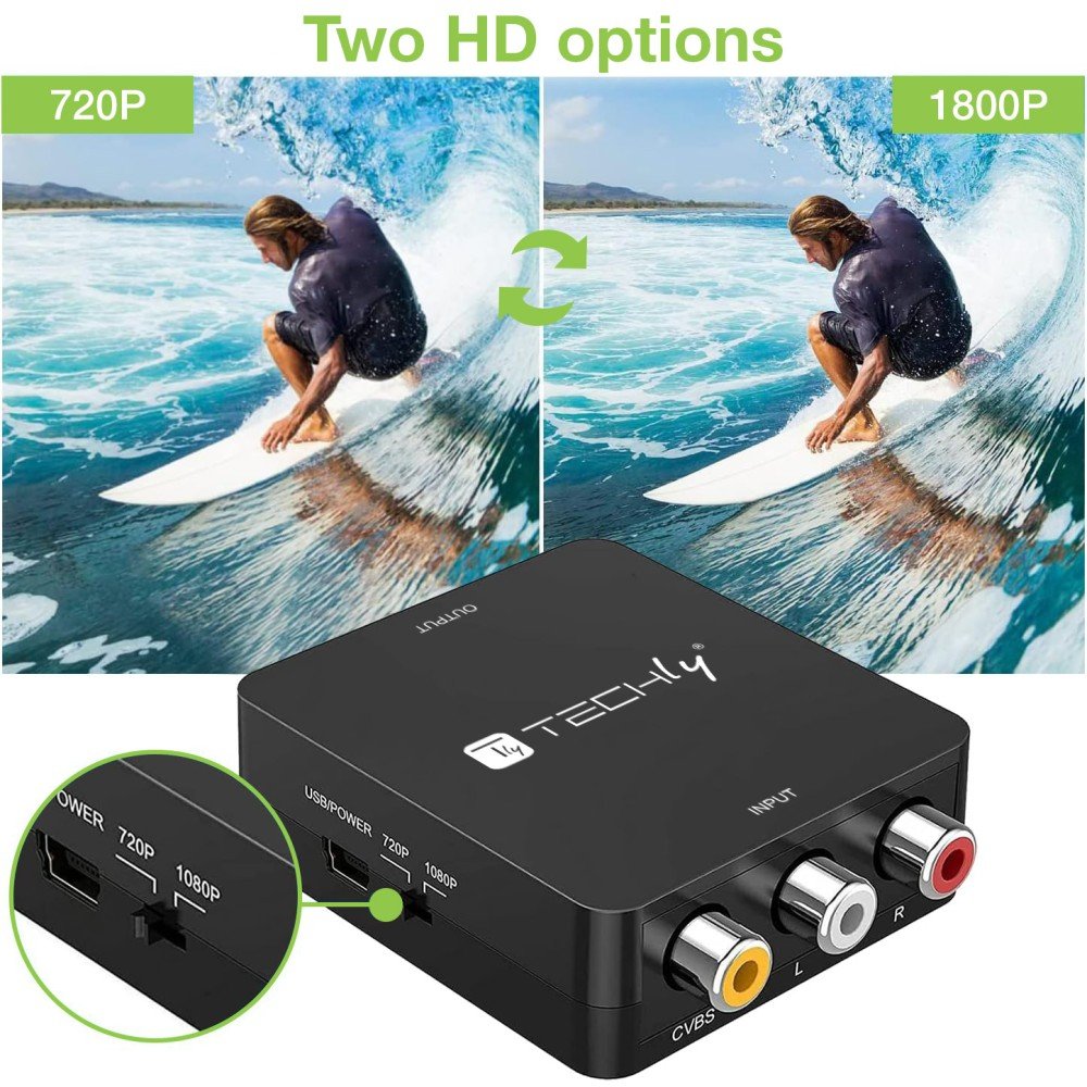 Techly Idata Spdif-6e3 Convertidor Av De Video Y Audio Compuesto 3x Rca A Hdmi 1080p