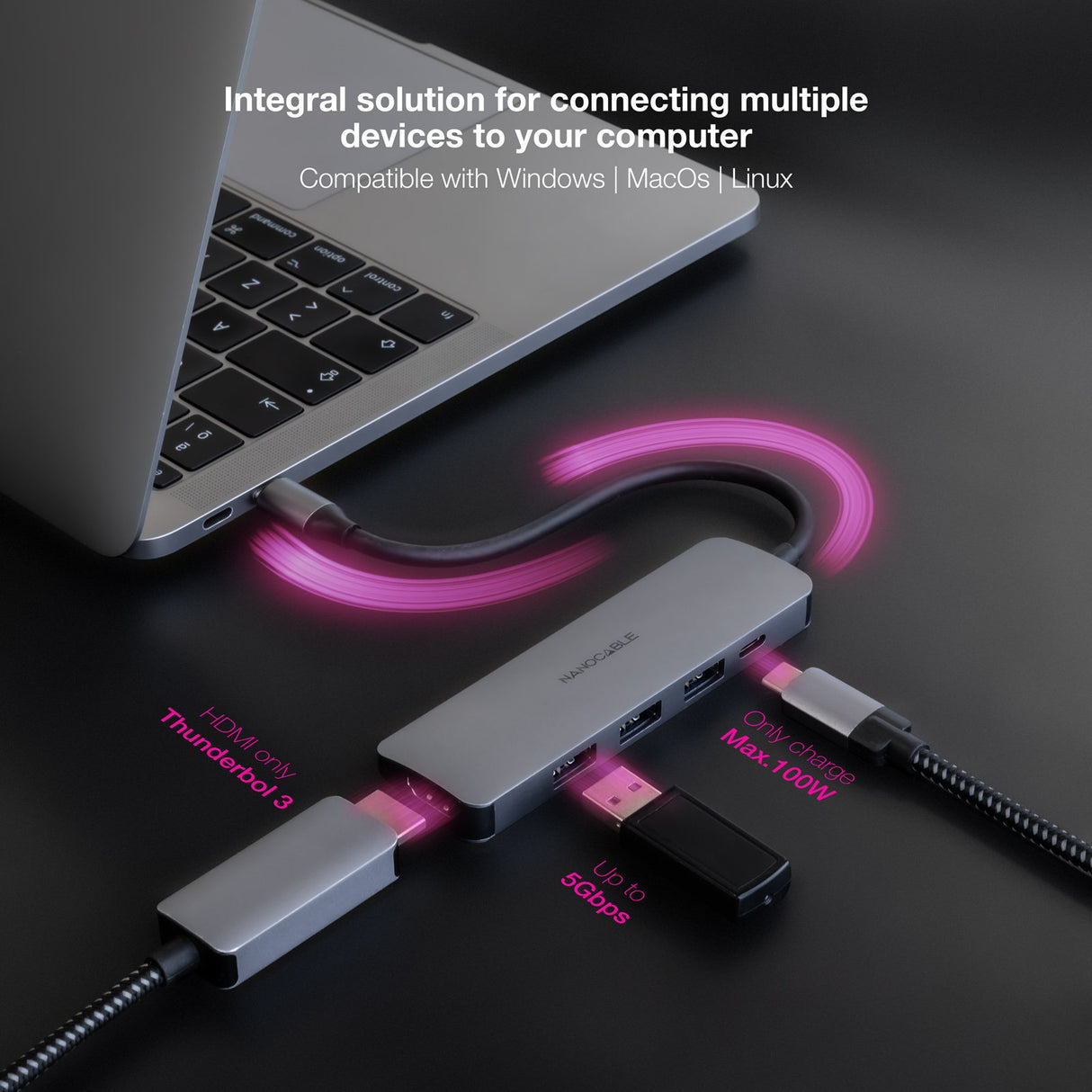 EAN 8433281015548 - Nanocable 10.16.4605 base para portátil y replicador de puertos Alámbrico USB 3.2 Gen 1 (3.1 Gen 1) Type- imagen 4