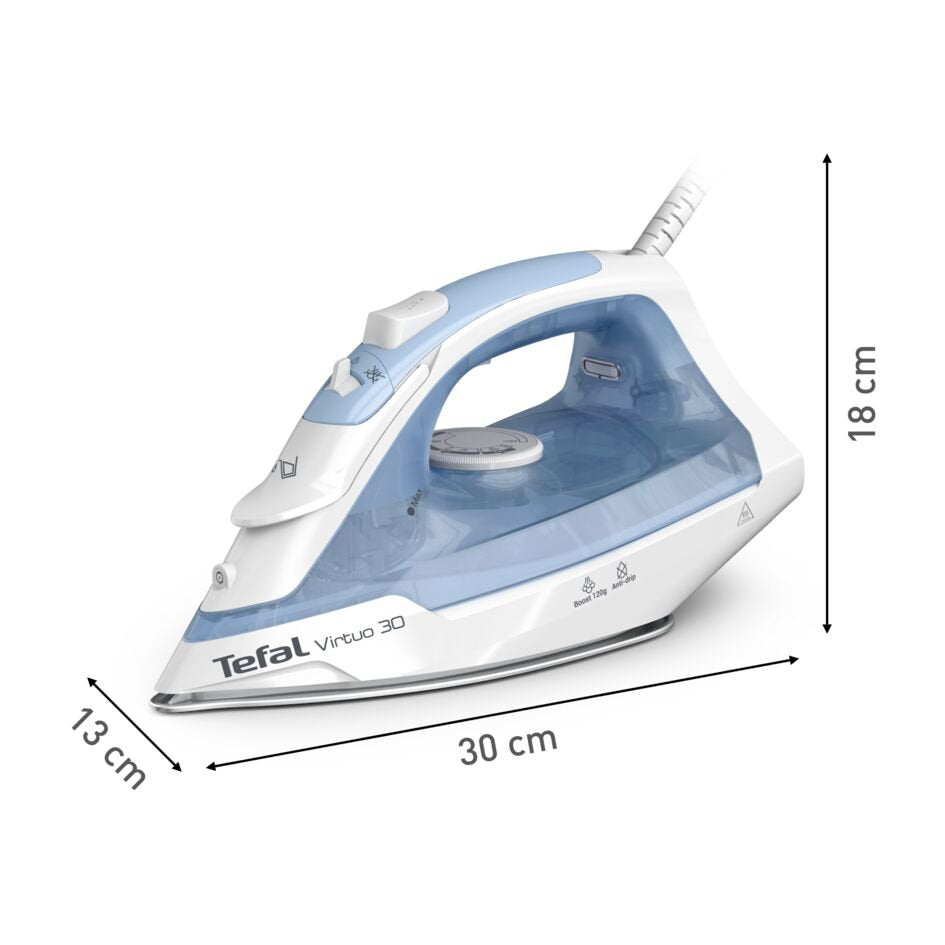 EAN 3121040092767 - Tefal Virtuo 30 FV2C41E0 plancha Plancha vapor-seco Suela de cerámica 2000 W Azul, Blanco imagen 4