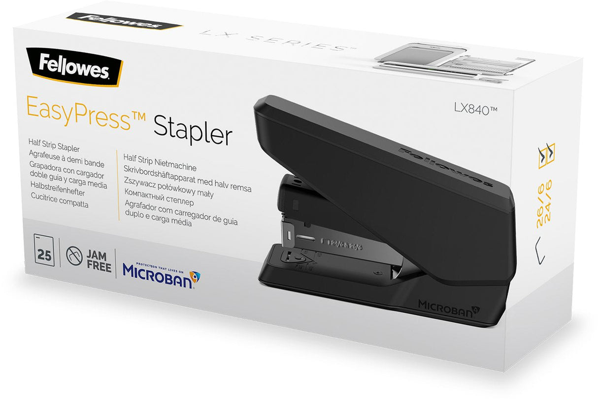 Grapadora Fellowes Lx840 Microban 25 Hojas Negra