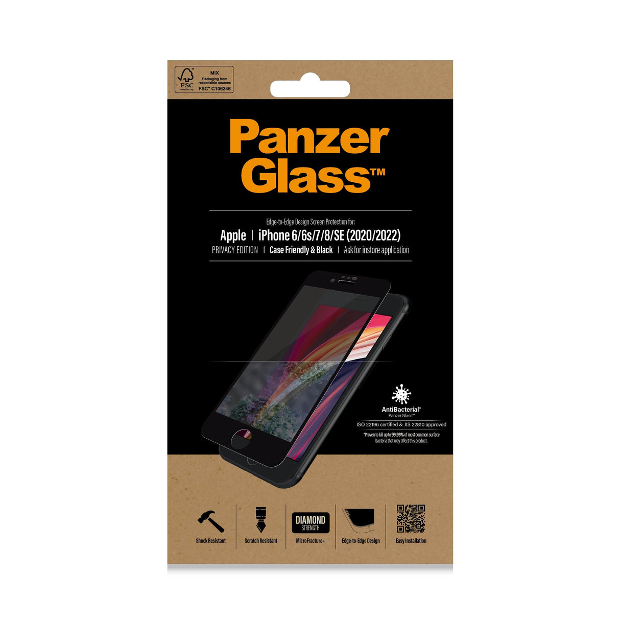 Panzerglass Apple Iphone 6/6s/7/8/Se (2020/2022) Cf Privacy Negro