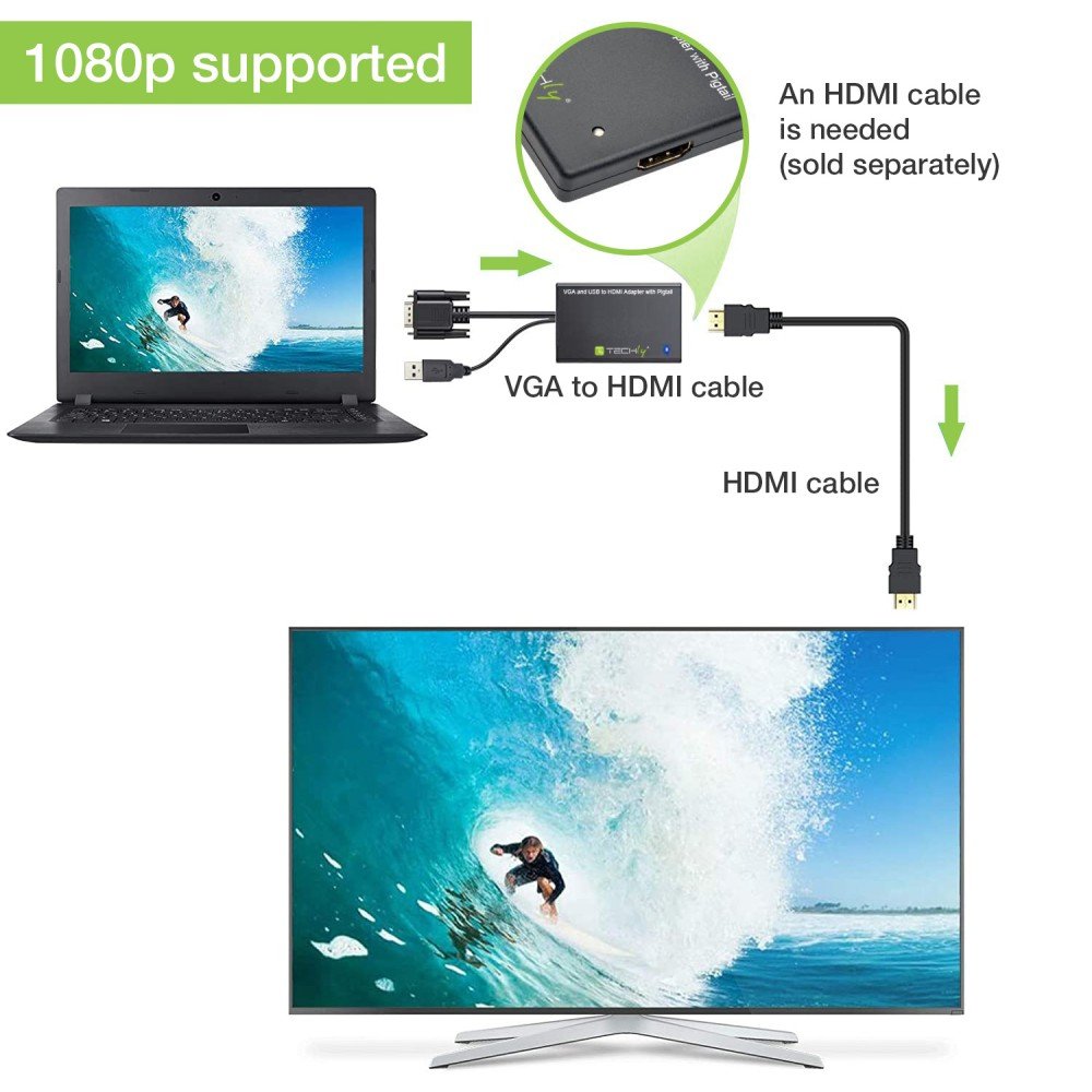 Techly Idata Hdmi-Vga3 Adaptador Hdmi A Svga+Usb