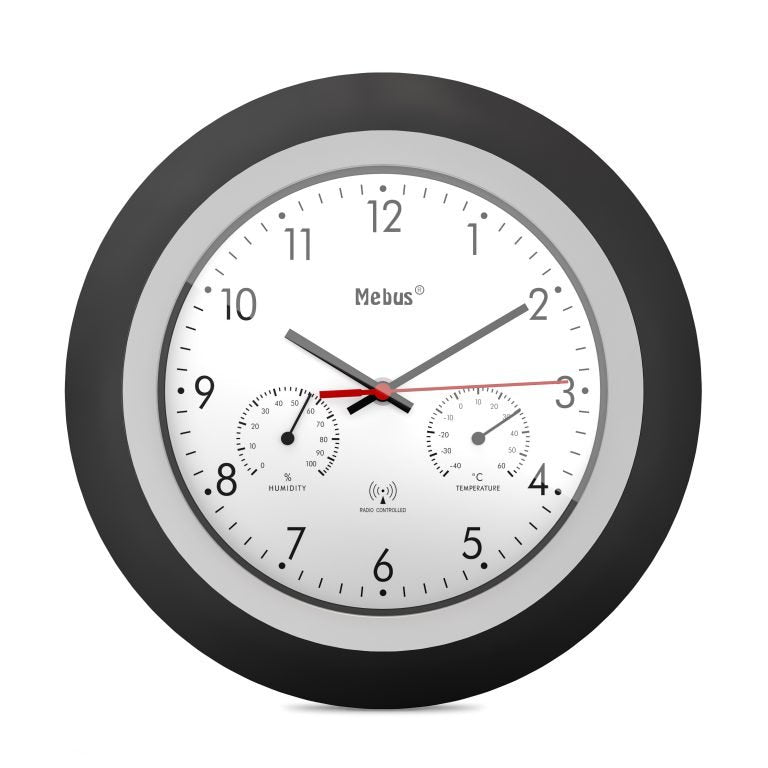Mebus 19449 Reloj De Pared Reloj De Pared Digital Alrededor Negro, Blanco