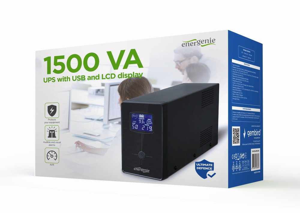 EAN 8716309080880 - Gembird EG-UPS-034 sistema de alimentación ininterrumpida (UPS) Línea interactiva 1,5 kVA 900 W 3 salidas imagen 1