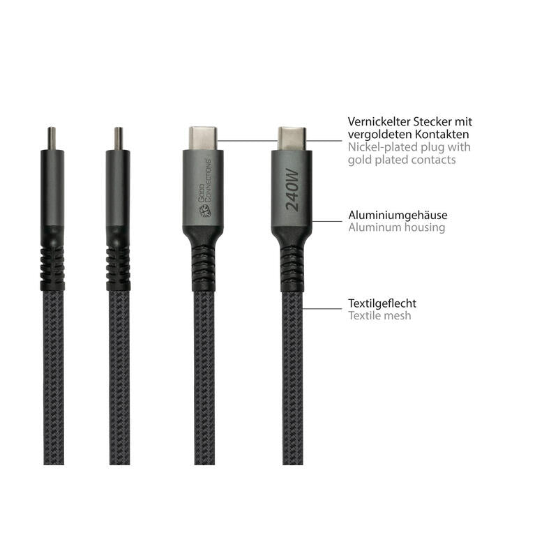 Cable Alcasa 2240-Cct005a Usb Usb 2.0 0,5 M Usb C Negro