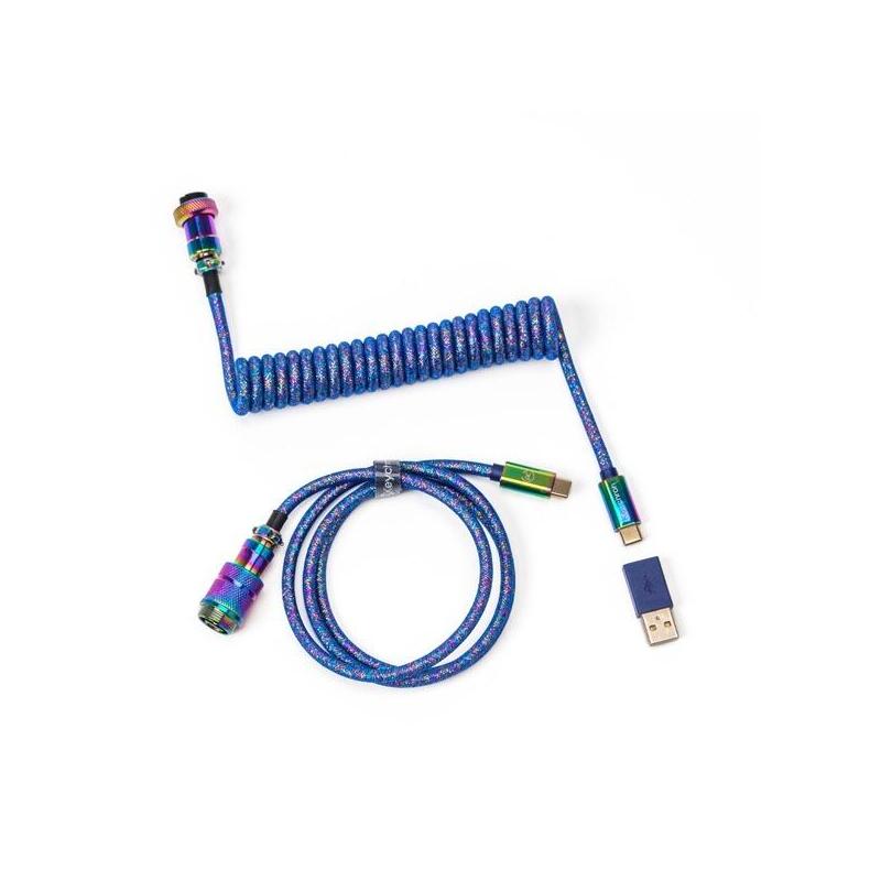 Cable Aviador En Espiral Keychron Usb 3.2 Gen 1 Premium, Conector Usb-C > Conector Usb-C Azul, 1,08 Metros, Cab-6