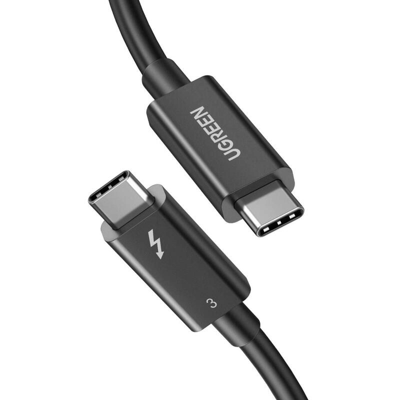 Cable De 2,00m Thunderbolt 3 40gbps Pd100w Usb-C Macho A Usb-C Macho Negro Video Datos Y Carga