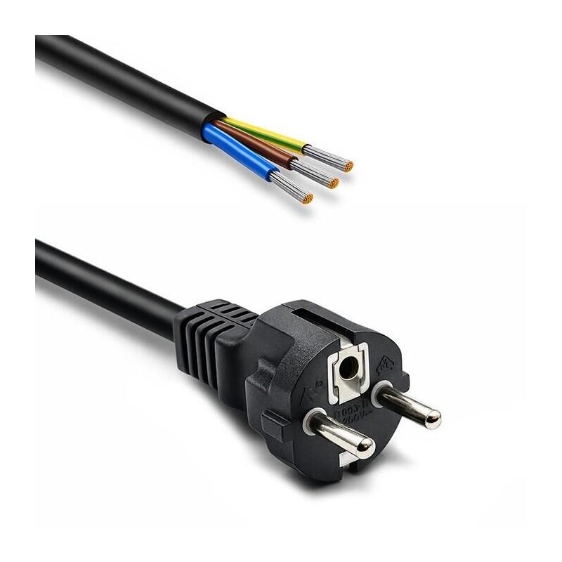 Cable De Alimentación Schuko Cee 7/7 (E/F) Cobre Cu Odizolowany Lutowany 3x1.5mm2 1.8m
