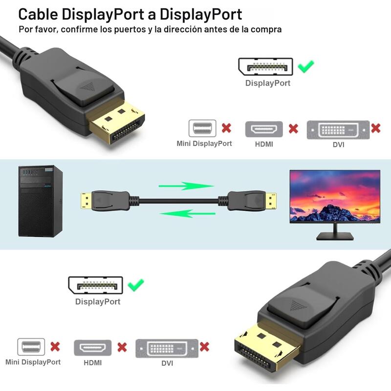Cable Displayport A Displayport Macho/Macho 1.5m Negro