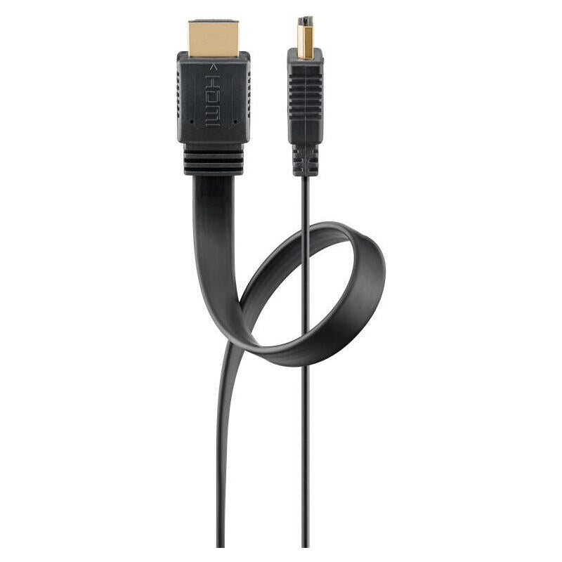 Cable Hdmi A-A 1,50 Metros Negro 4k 60hz 10,2 Gbit/S Series 2.0 Plano Goobay