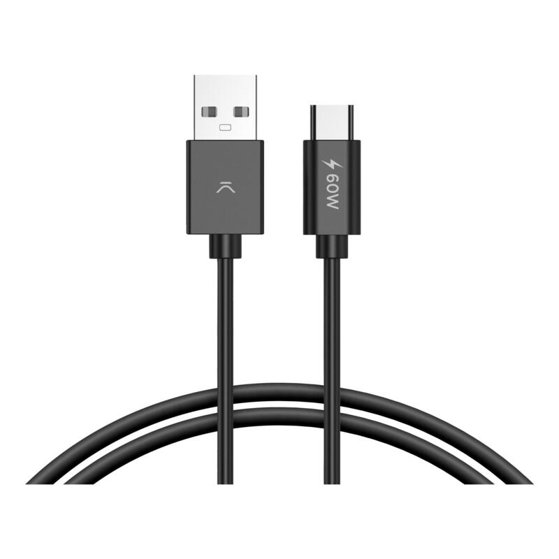 Cable Ksix Bcl201acn Negro De Carga Y Datos Usb-A A Usb-C 60w 2m