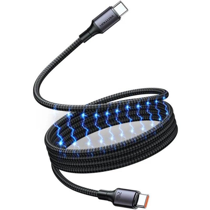 Cable Magnético Usb 2.0 Tipo-C 5a Vention Tsabg Usb Tipo-C Macho Usb Tipo-C Macho Hasta 240w 480mbps 1.5m Negro