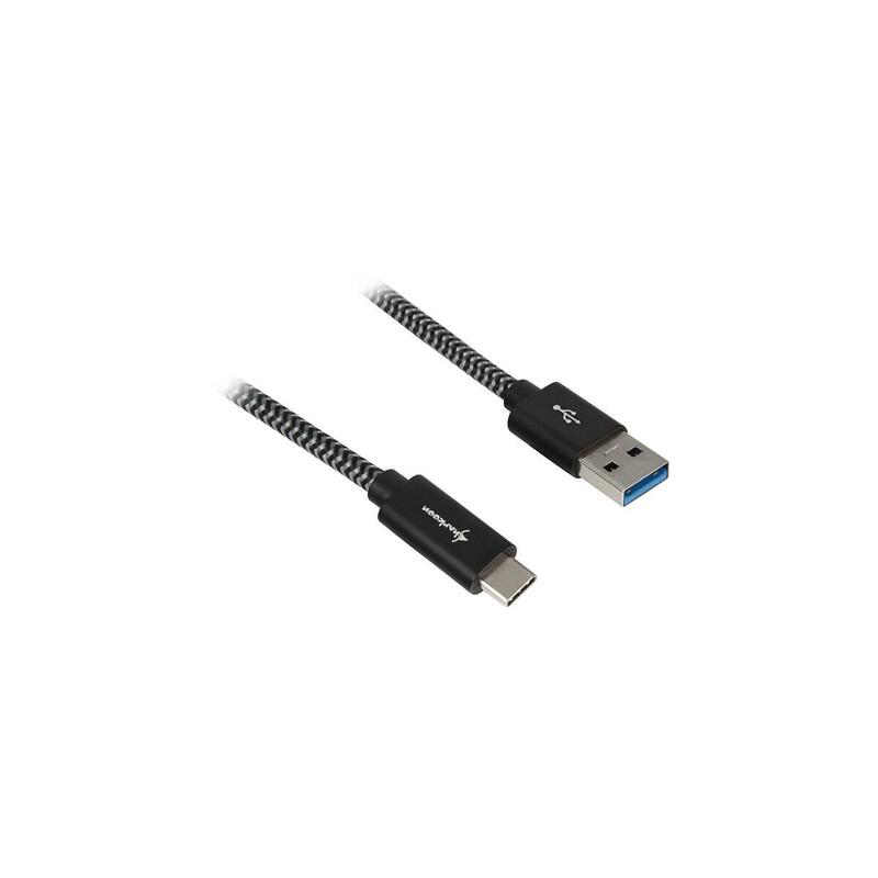 Cable Sharkoon Usb 3.2 Gen 2, Usb-A Macho > Usb-C Macho Negro/Gris, 1 Metro, Con Funda 4044951027040