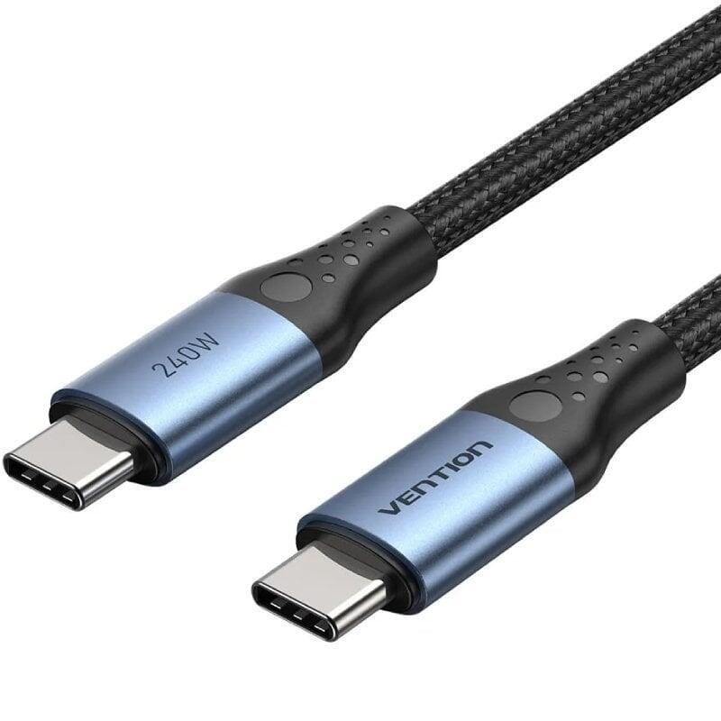 Cable Usb 2.0 Tipo-C 5a Vention Trebh Usb Tipo-C Macho Usb Tipo-C Macho Hasta 240w 480mbps 2m Azul Y Negro