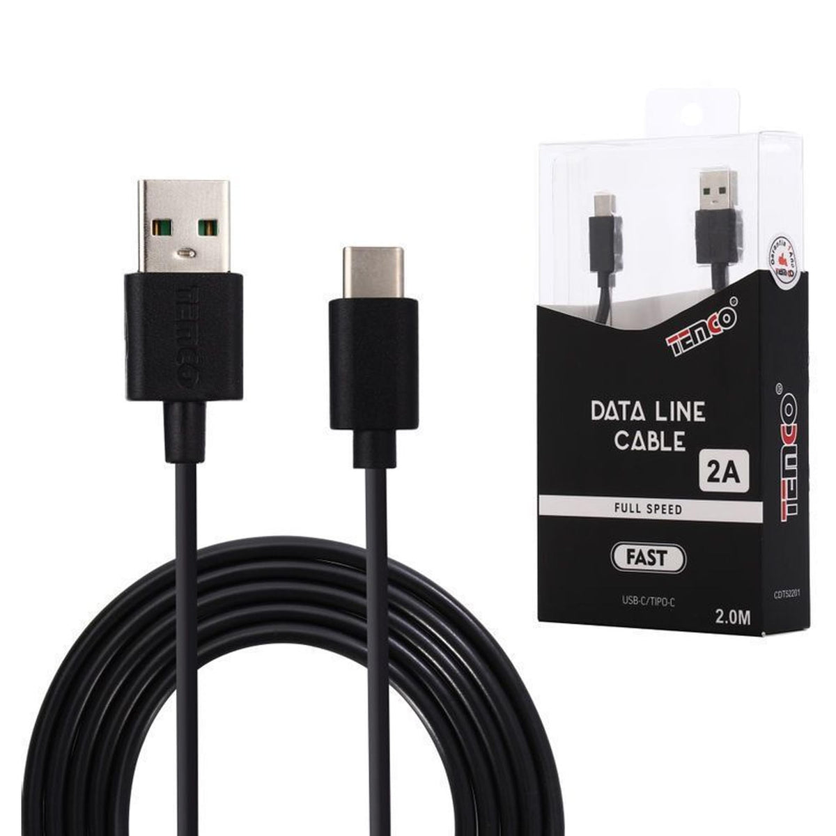 Cable Usb-C 5V 2A 2M En Negro