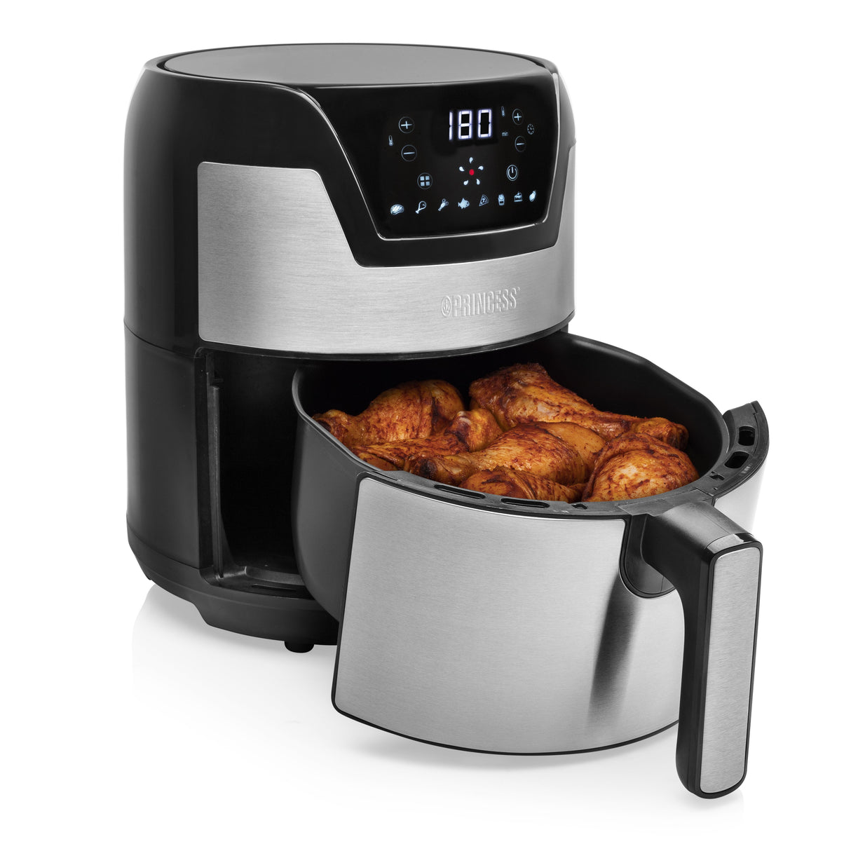 EAN 8713016091475 - Princess 182026 Sencillo 4,5 L Independiente 1500 W Freidora de aire caliente Plata imagen 11