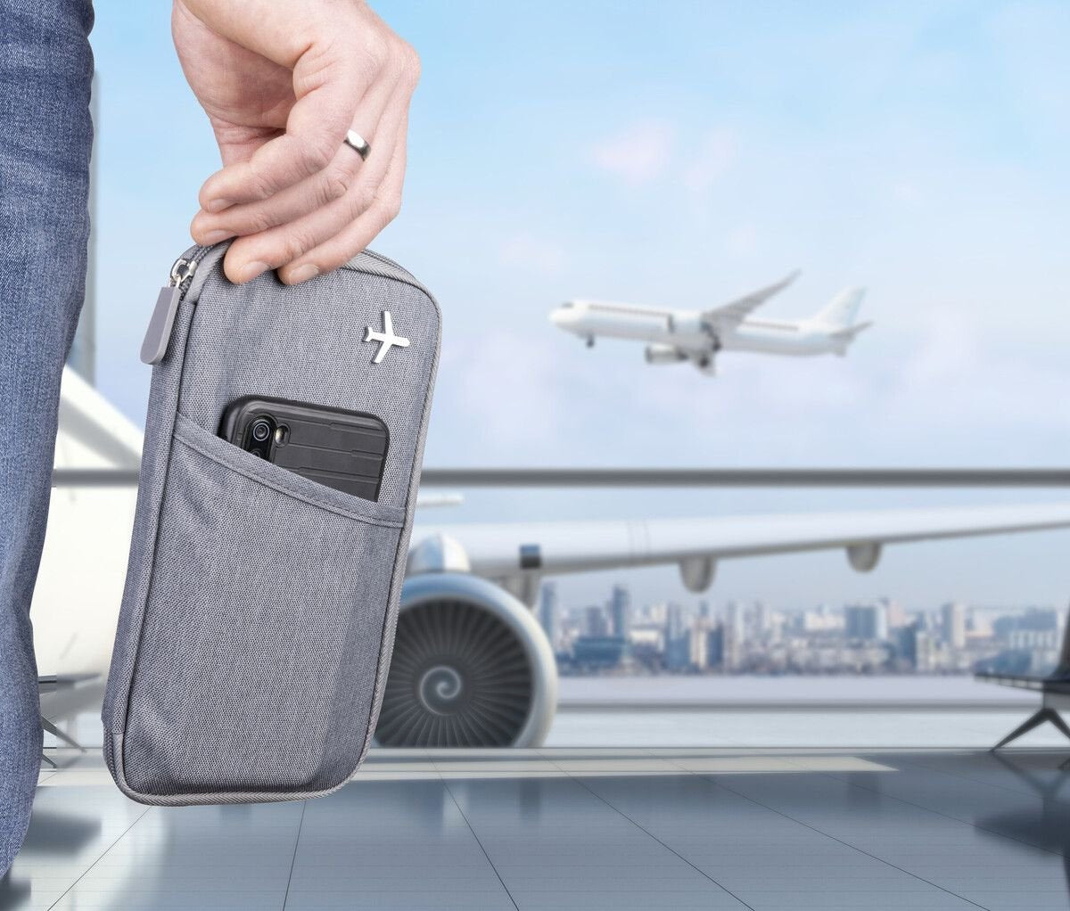 EAN 4024023201875 - TROIKA SAFE FLIGHT Bolso para documentos Gris Poliéster imagen 6