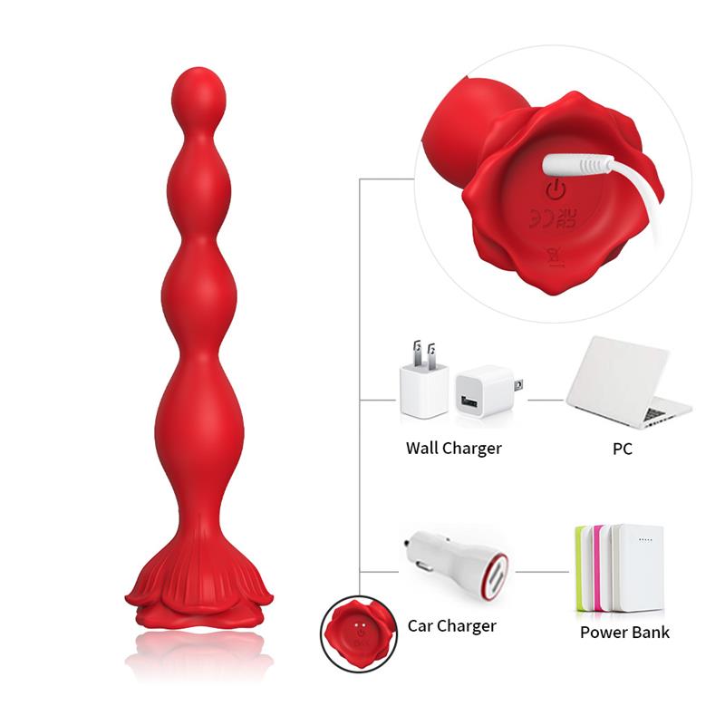 Cadena Anal Con Vibración Base De Rosa