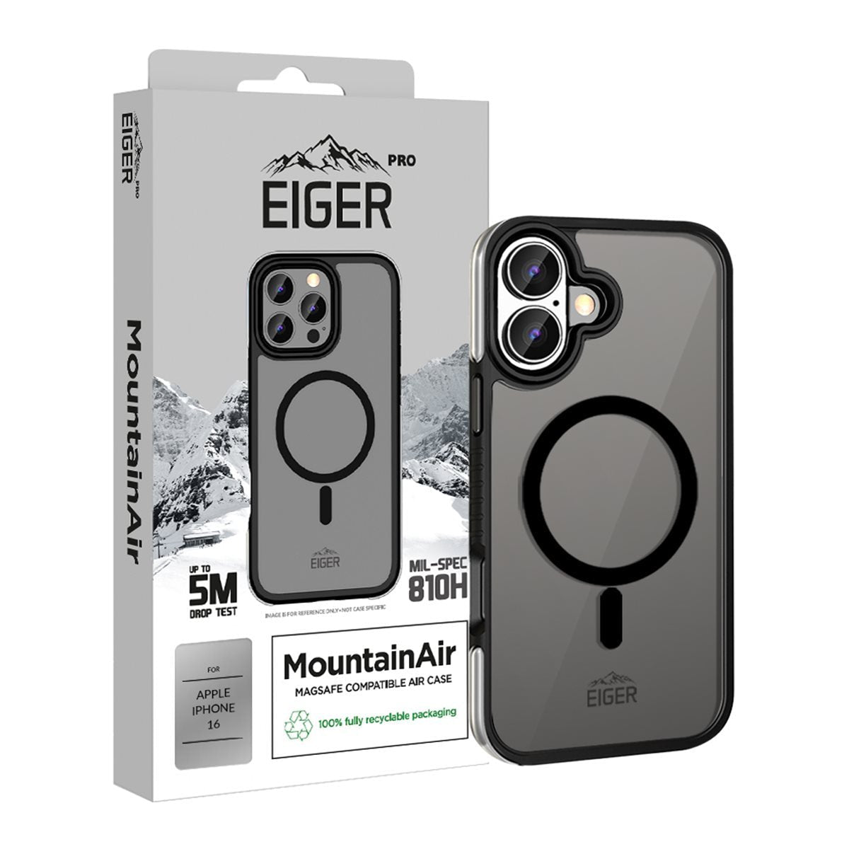 Eiger Egca00654 Funda Para Iphone 16 15,5 Cm (6.1") Negro, Transparente