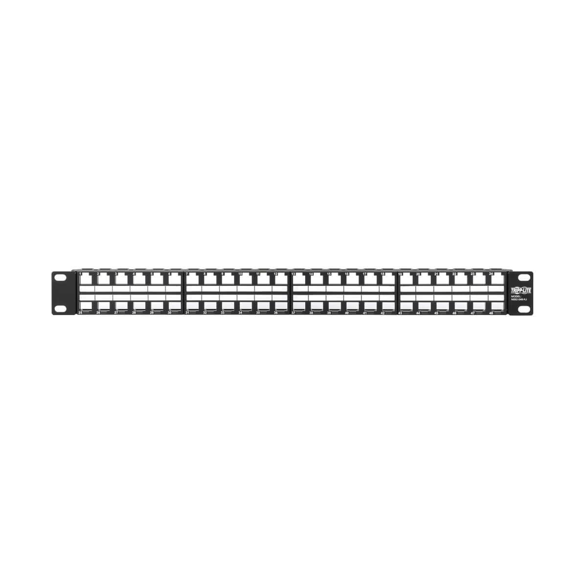 Eaton Tripp Lite 48-Port 1u Rack-Mount Unshielded Blank Keystone/Multimedia Patch Panel Rj45 Ethernet Usb Hdmi Cat5e/6