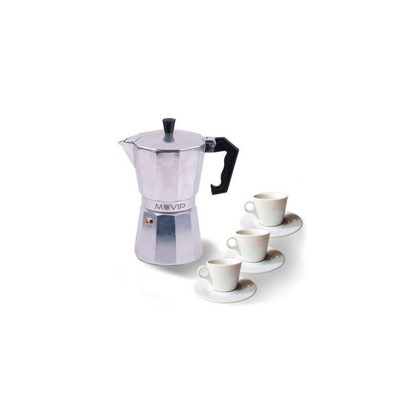 Cafetera Muvip Mv0600 De Aluminio  Capacidad 3 Tazas Mango Ergonomico - Antiadherente - Apta Para Placas Electricas,