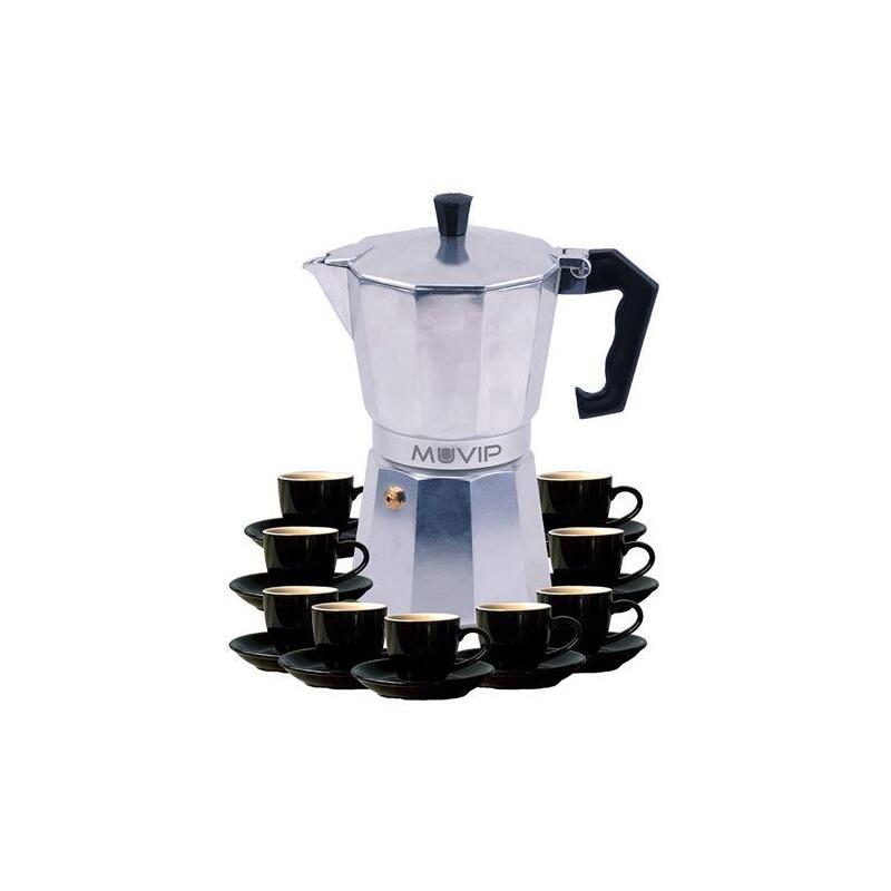 Cafetera Muvip Mv0605 De Aluminio Capacidad 9 Tazas - Mango De Baquelita Termoresistente Ergonomico - Apta Para